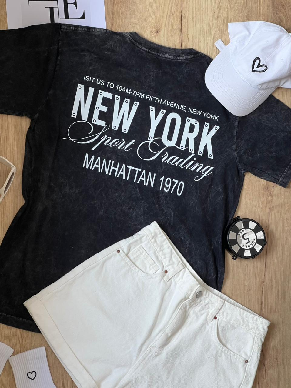 CAMISETA OVERSIZE EFECTO WASHED NEW YORK
