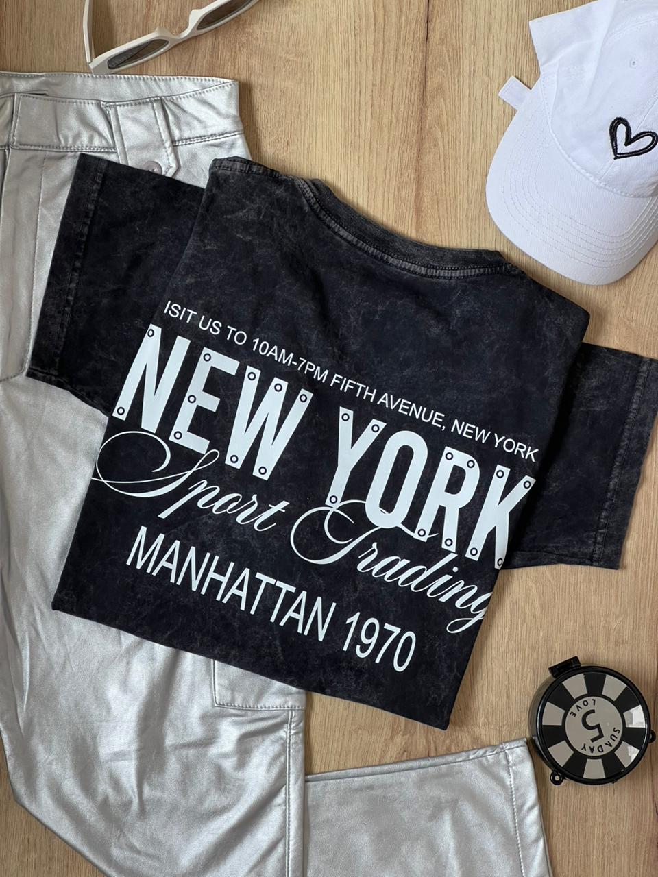 CAMISETA OVERSIZE EFECTO WASHED NEW YORK