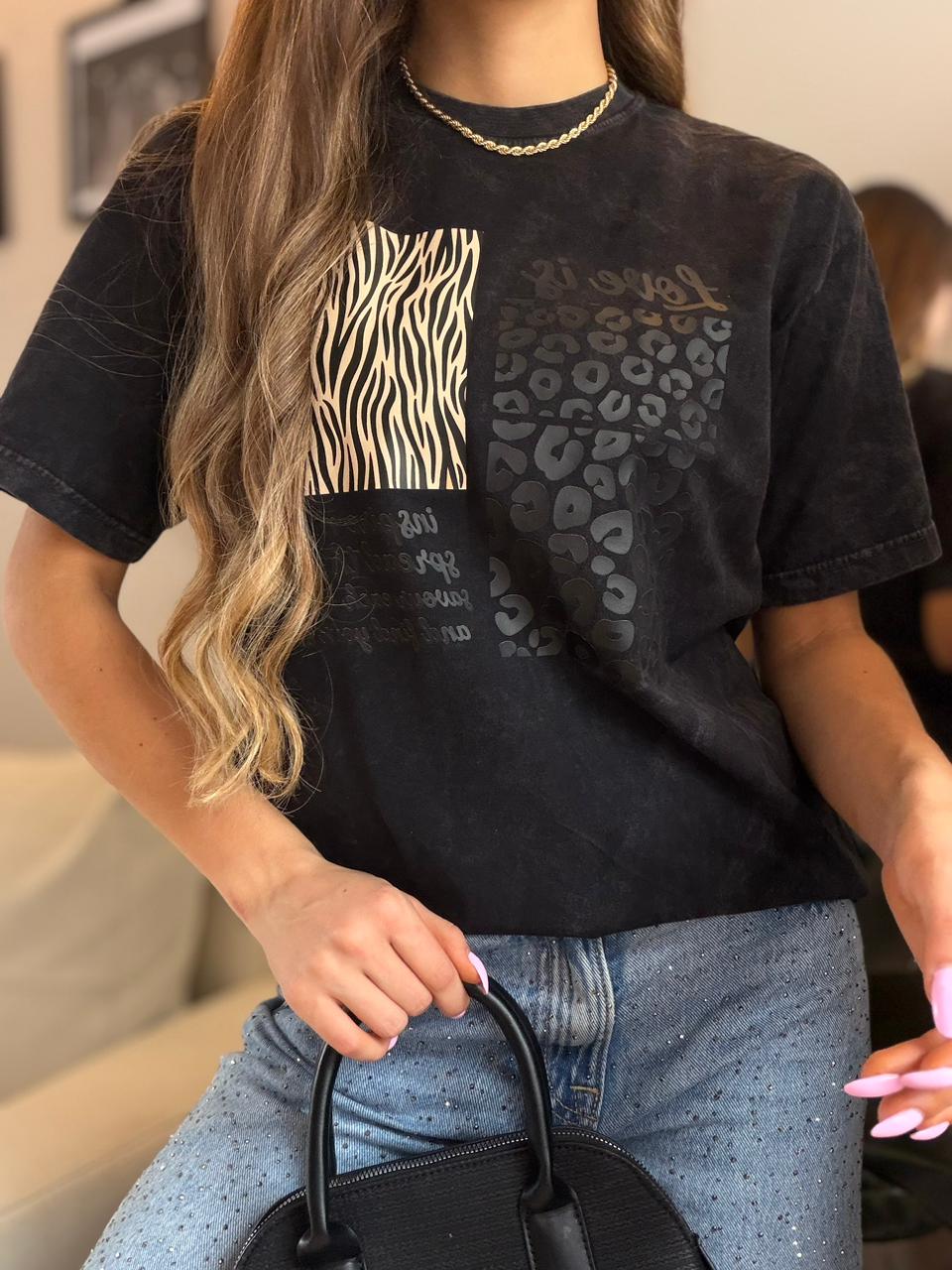 CAMISETA OVERSIZE EFECTO WASHED  ZEBRA