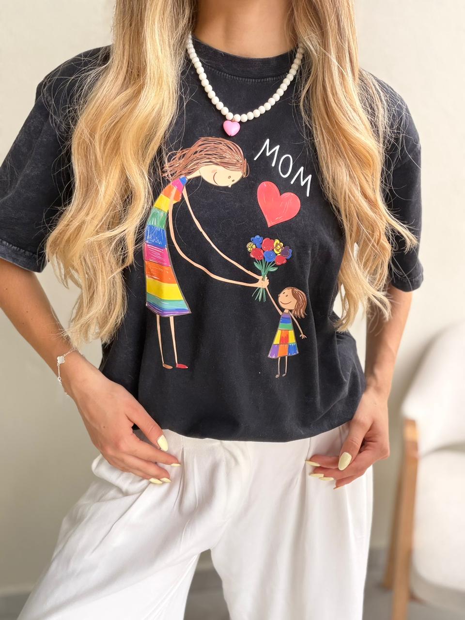 CAMISETA OVERSIZE EFECTO WASHED MOM