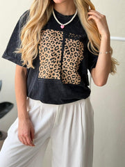 CAMISETA OVERSIZE EFECTO WASHED LEOPARDO
