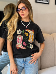 CAMISETA OVERSIZE EFECTO WASHED BOOT FLOWERS