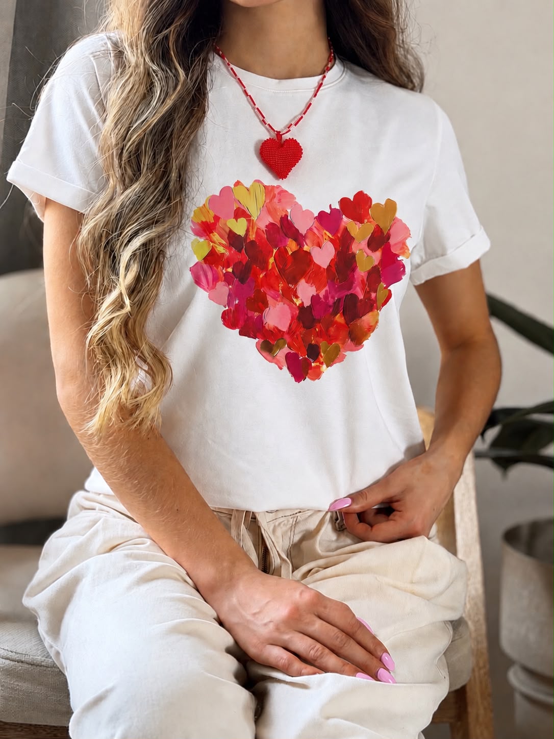CAMISETA GRÁFICA TELA FRÍA CORAZONES
