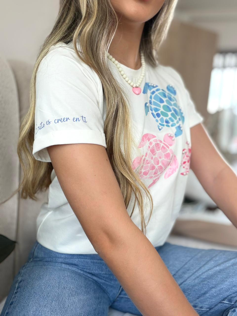 T’ SHIRT BÁSICA TELA FRÍA TORTUGA ACUARELA