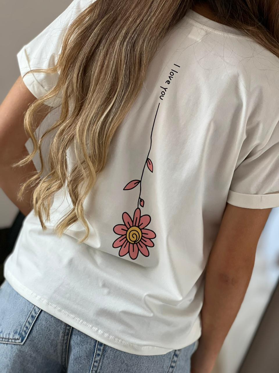 T- SHIRT GRÁFICA MUJER  I LOVE YOU