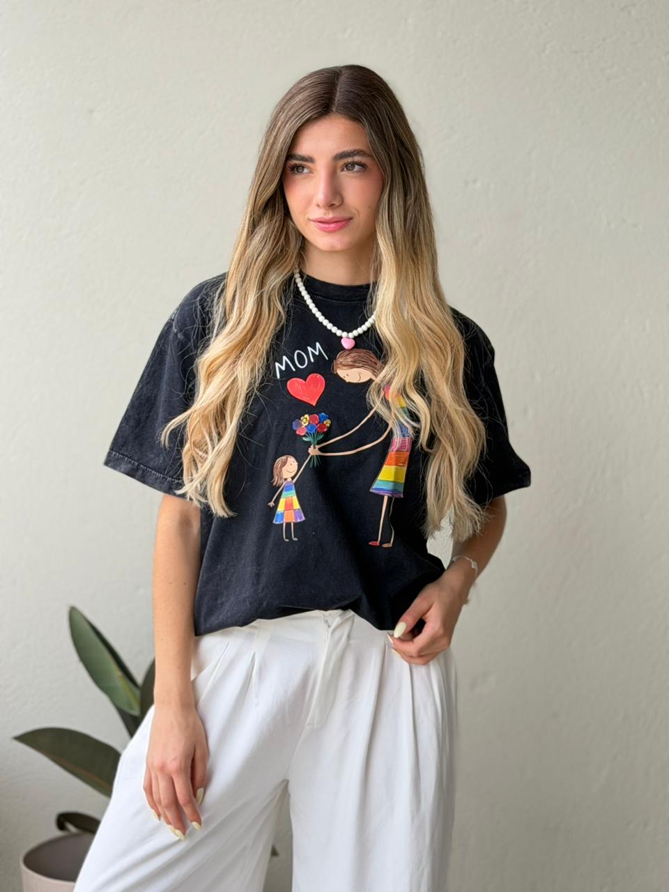 CAMISETA OVERSIZE EFECTO WASHED MOM